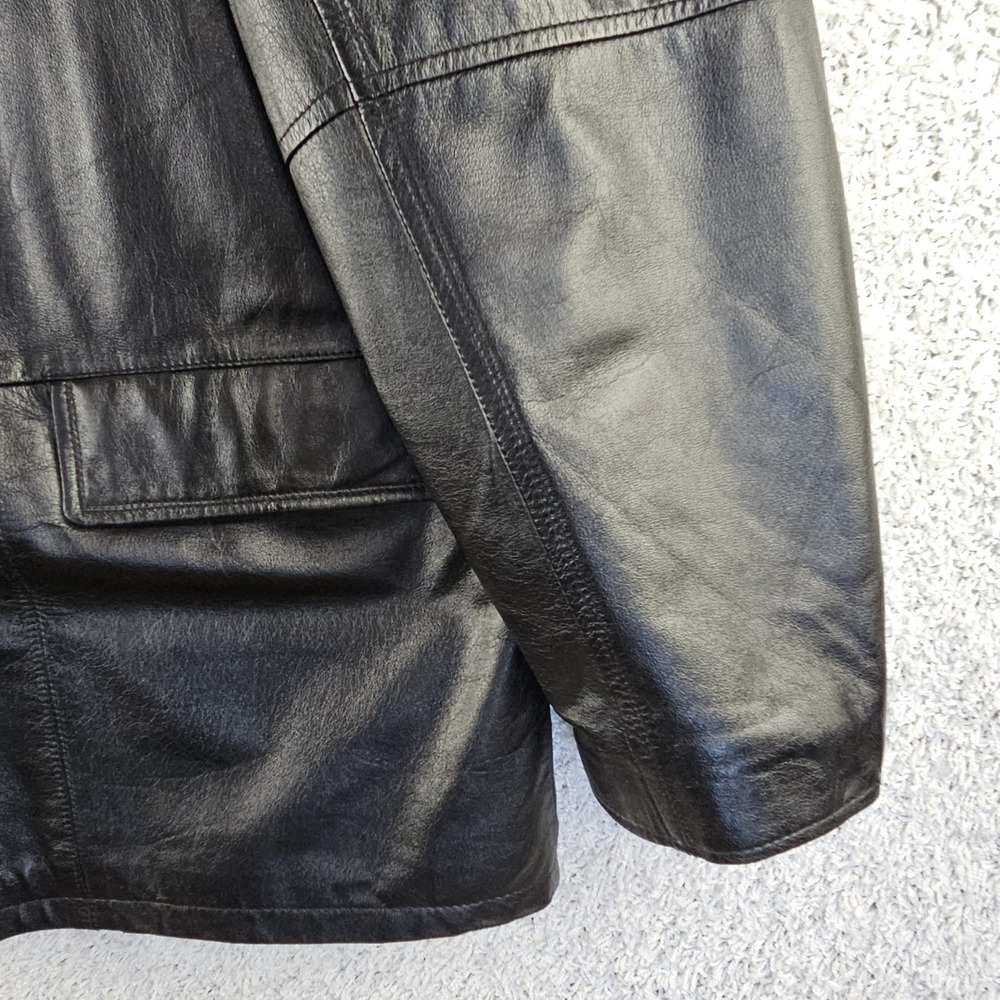 Wilsons M. Julian Diamond Quilted Black Leather Jacket Men's Size XL Button Up - Picture 8 of 16